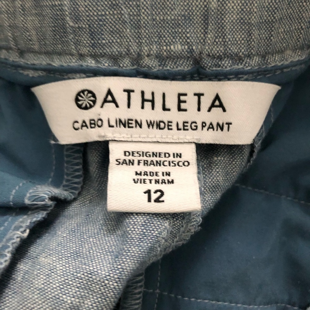 Athleta Blue Linen Cabo Wide Leg Pants - Picture 7 of 7